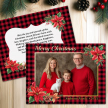 Kerst Poinsettia Buffalo Plaid Familiefoto