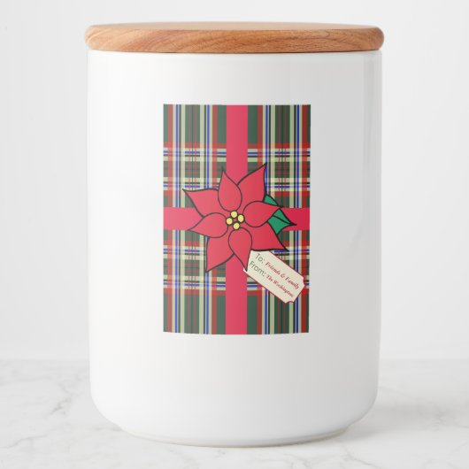Kerst Poinsettia Cadeau Label Labels Voedselcontainer Etiket (Voorkant)