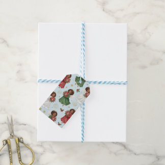 Kerst Poinsettia Engelen  Cadeaulabel