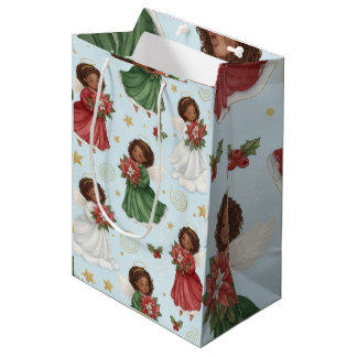 Kerst Poinsettia Engelen Inpakpapier Vellen Medium Cadeauzakje