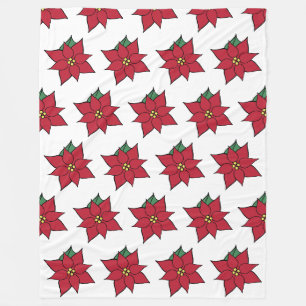 Kerst Poinsettia fleece deken