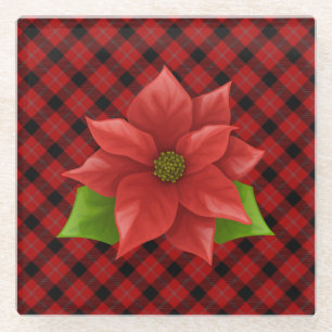Kerst Poinsettia Glas Onderzetter