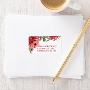Kerst Poinsettia Goud Spat Adresse Etiket
