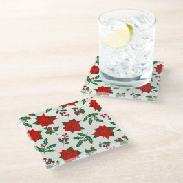 Kerst Poinsettia & Holly Floral Onderzetter