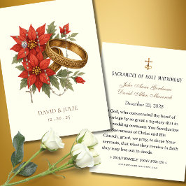 Kerst Poinsettia Katholieke Bruiloft Gebed Kaart
