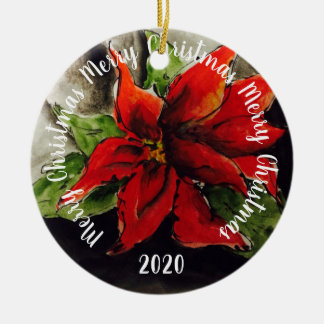 Kerst-Poinsettia keramisch siergoed Ornament