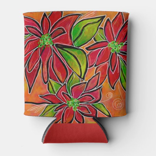 Kerst Poinsettia Koelbox Blikjeskoeler (Voorkant)