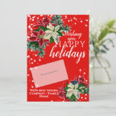 Kerst Poinsettia Rode Gift Kaart Houder (Staand voorkant)