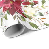 Kerst Poinsettia Rood Elegant Vakantie Bloemen Cadeaupapier (Rol Hoek)