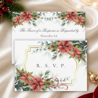 Kerst Poinsettia Trouw RSVP Kaart