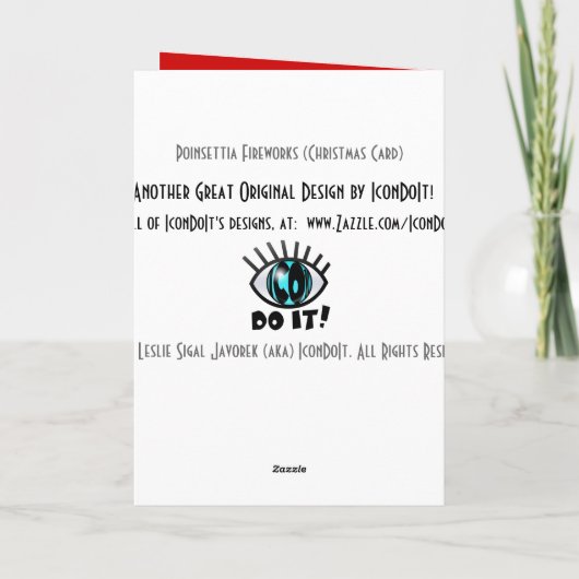 Kerst Poinsettia Vuurwerk (kaart) Feestdagen Kaart (Achterkant)
