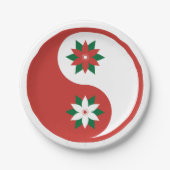 kerst Poinsettia Yin Yang Papieren Bordje (Voorkant)