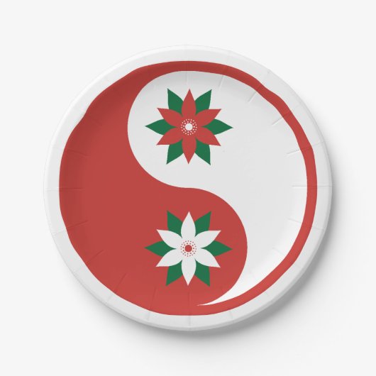 kerst Poinsettia Yin Yang Papieren Bordje (Voorkant)
