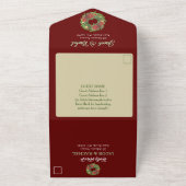 Kerst Poinsettias Bruiloft Groen & Rood All In One Uitnodiging (Buitenkant)