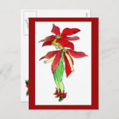 Kerst Pointsettia Flower Fairy Briefkaart (Voorkant / Achterkant)