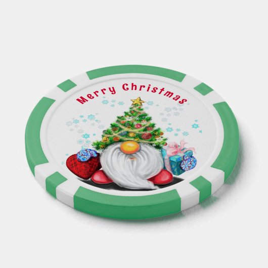 Kerst Poker Chips Gnome met Cadeaus (Enkel)