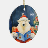 Kerst Polar Beer Aanpassen Datum Ornament (Rechts)