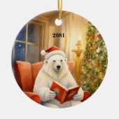 Kerst Polar Beer Aanpassen Datum Ornament (Voorkant)