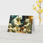 Kerst Polar Beer Cadeaus Kaart (Gele Bloem)
