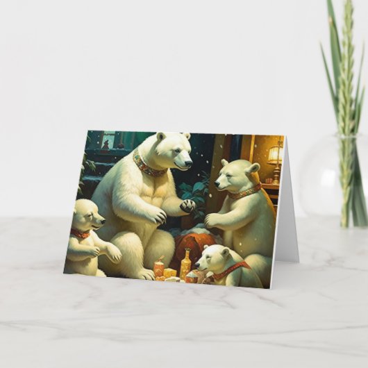 Kerst Polar Beer Cadeaus Kaart (Voorkant)