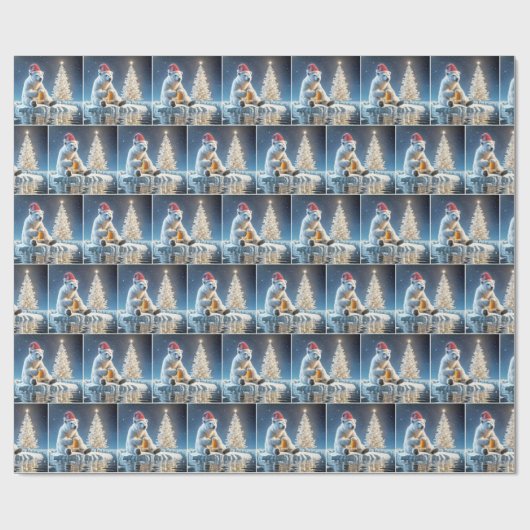 Kerst Polar Beer met bier Cadeaupapier (Vlak)