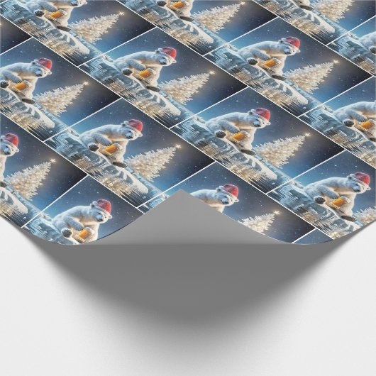 Kerst Polar Beer met bier Cadeaupapier (Hoek)