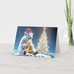 Kerst Polar Beer met bier Feestdagen Kaart