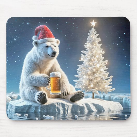 Kerst Polar Beer met bier Muismat (Voorkant)