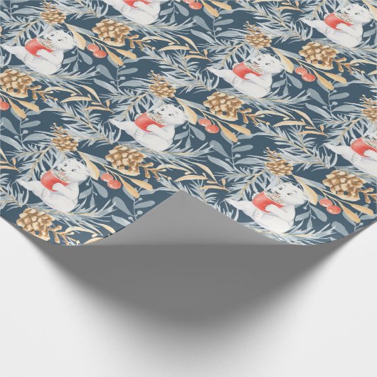 Kerst Polar Beer Met Hete Cacao Cadeaupapier (Hoek)