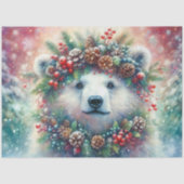 Kerst Polar Beer met Holly & Pine Decoupage Tissuepapier (Voorkant)