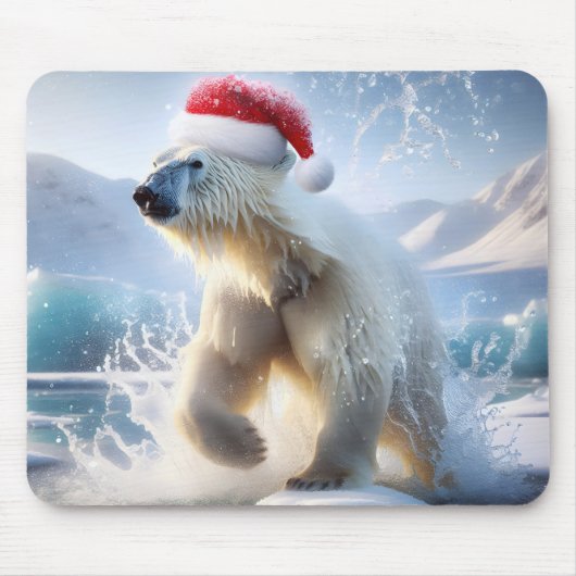 Kerst Polar Beer met Santa Pet Muismat (Voorkant)