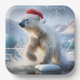 Kerst Polar Beer met Santa Pet Papieren Bordje