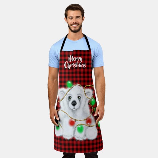 Kerst polar beer welp, Santa beer welp Schort (Gedragen)