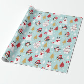 Kerst Polar Beren en Pinguïns Cadeaupapier (Uitgerold)