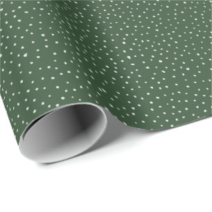 Kerst polka dot crème op bos groen cadeaupapier