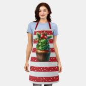 Kerst Polka Dots en Cupcake Schort (Gedragen)