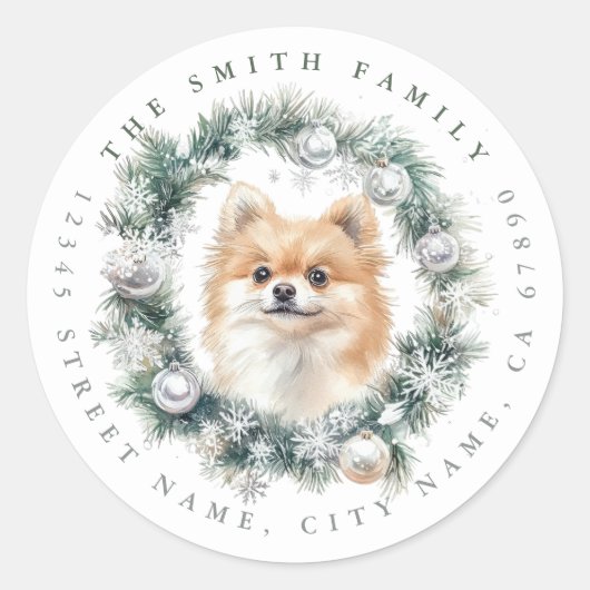 Kerst Pommerse Hond Ronde Stickers (Voorkant)
