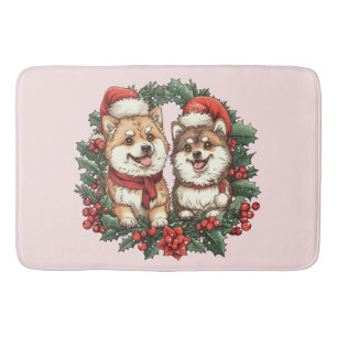 Kerst Pommerse Honden Mistletoe Krans Badmat
