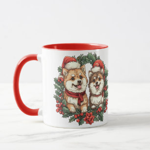 Kerst Pommerse Honden Mistletoe Krans Mok