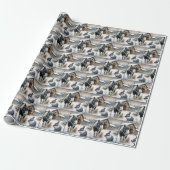 Kerst Pony en konijn met een appel Cadeaupapier (Uitgerold)
