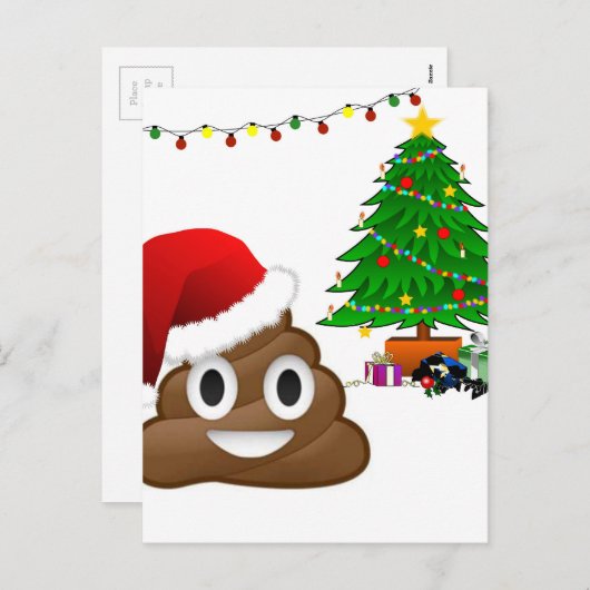 kerst poo emoji feestdagenkaart (Voorkant / Achterkant)