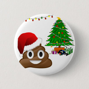 kerst poo emoji ronde button 5,7 cm