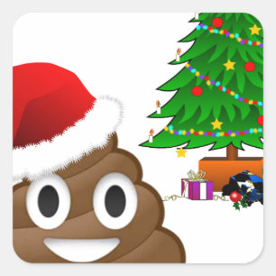 kerst poo emoji vierkante sticker