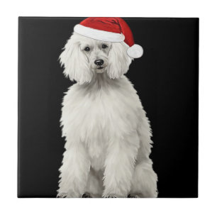 Kerst Poodle Kerstboom Hond Puppy Aquarel Tegeltje