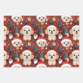 Kerst Poodle Wrapping Papier Set van 3 Inpakpapier Vel (Voorkant)