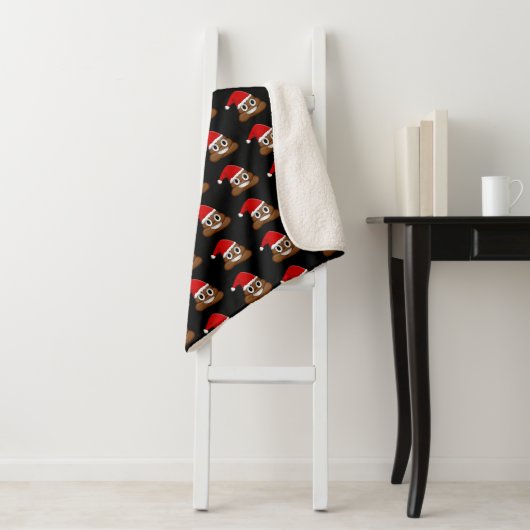 Kerst poop emoji Schattige Funny Pattern Sherpa Deken (In situ)