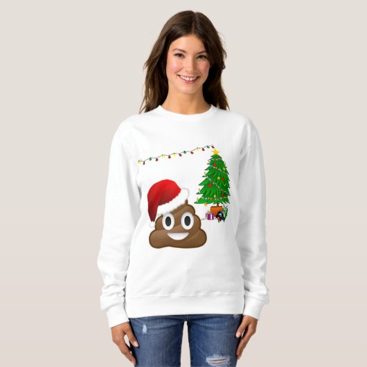 kerst poos emoji womens sweatshirt (Voorkant volledig)