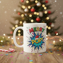 Kerst Pop: Levendige stripstijl Kerstmis mok met S