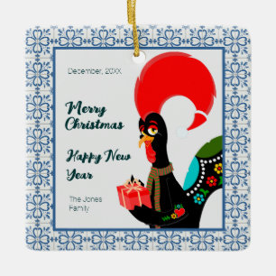 Kerst Portugees Haan en blauw tegels lijst Keramisch Ornament