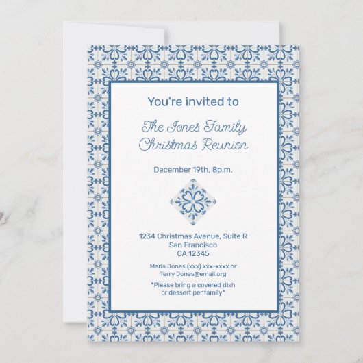 Kerst Portugees Tegels Holly verlaat lijst Kaart (Voorkant)